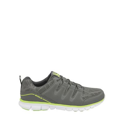 Grey/black/lime 'Termas 2' mens lace trainers